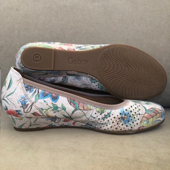 Gabor Rayah Printed Leather Shoes / Ballet Flat / Low Wedge, Size EU 39 / US 8.5 - Picture 9 of 9